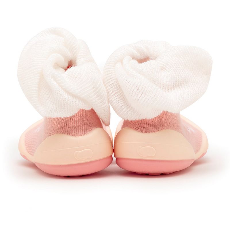 Komuello Baby  Girl First Walk Sock Shoes Bow White, 4 of 8
