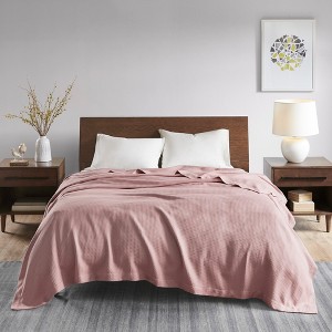100% Cotton Ultra Soft Solid Bed Blanket, Waffle Weave Lightweight Breathable Blanket for Hot Season - 1 of 4