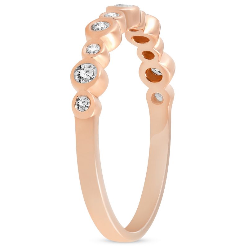 Pompeii3 1/3ct Diamond Wedding Ring 14k Rose Gold Stackable Womens Anniversary Band, 2 of 5