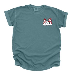 Snowman Family - Women's Garment Dyed Graphic T-Shirt - 1 of 4