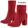 Perphy Women's Rounded Toe Block Heeled Foldable Non-Zip Sock Ankle Boots - 2 of 4