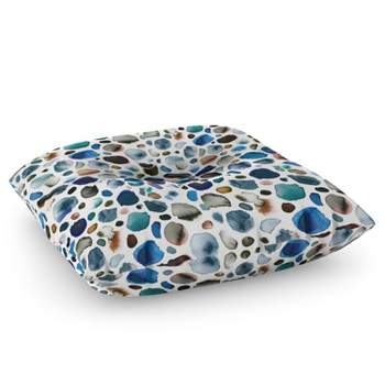 Ninola Design Watercolor Stains Blue Gold Floor Pillow - Deny Desings