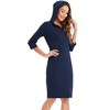 Coolmee Women Casual Midi Bodycorn Dress Quarter Button Neck 3/4  long Sleeve Slim Pullover Hoodie Dress - 4 of 4