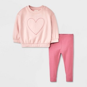 Baby Girls' 2pc Fleece Sweatshirt & Jogger Pants Set - Cat & Jack™ - 1 of 4
