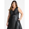 ELOQUII Women's Plus Size Faux Leather Knot Detail Flare Dress - 4 of 4