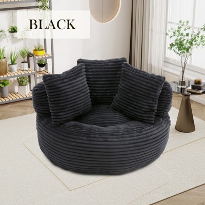 Hrinhom 45" W Modern Bean Bag Chair,Corduroy Lazy Sofa Couch with Pillows and Handle
