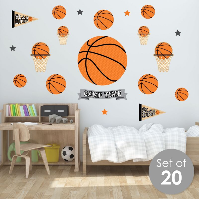 Big Dot of Happiness Nothin’ But Net - Basketball - Peel and Stick Sports Decor Vinyl Wall Art Stickers - Wall Decals - Set of 20, 3 of 10