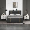 Modern Nightstand with Drawers, Bedside Table with PU Surface and Marble-Pattern Top for Bedroom, Living Room, or Apartment – The Pop Home - 3 of 4