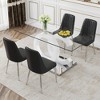 Nicbex Dining Table Set for 4 Kitchen Table Rectangular Transprant Tempered glass Dining Tabletop with 4 PU Chairs - 4 of 4