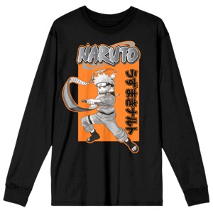 Naruto Classic Monotone Character Art Crew Neck Long Sleeve Women's Black Tee - 1 of 3