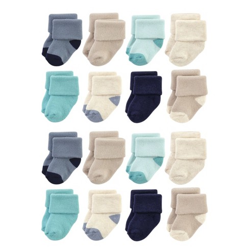 Hudson Baby Cotton Rich Baby Terry Socks 16-Pack, Navy Taupe - image 1 of 3