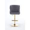 Luxury Velvet Bar Chair Stool with Adjustable Height, Gold Lion Head Pull, Diamond Lattice Back, Electroplated Gold Legs, Set of 1 - 3 of 4