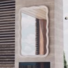 JIONJOY Curved Wood Accent Mirror - Farmhouse French Country Decor, Textured Rectangle Wall Mirror - 4 of 4