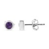 Silver Bezel Set 3.5mm Created Gemstone Solitaire Stud Earrings - 2 of 4