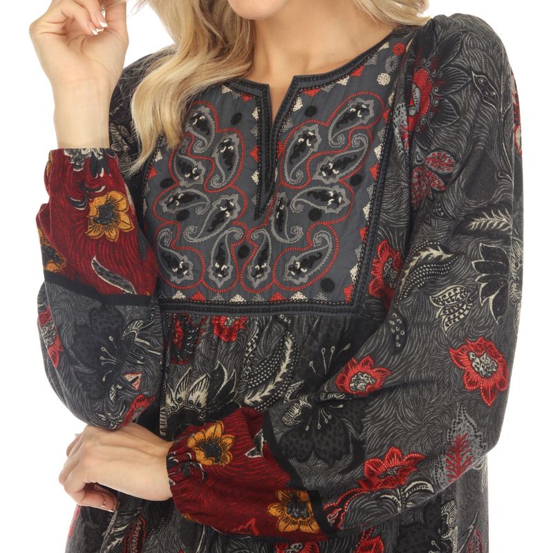 Women's Paisley Floral Embroidered Sweater Dress, 4 of 6