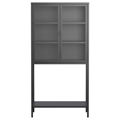NicBex Bookshelf with Cabinet & Metal Frame Bookcases for Living Room Home Office