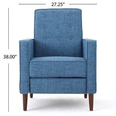 Muted Blue Mid-Century Modern Microfiber Recliner