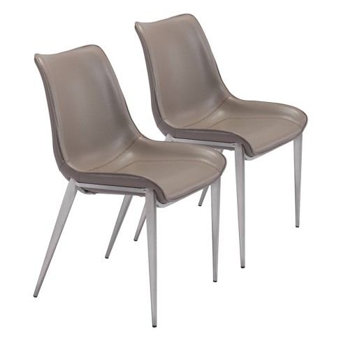 Set of 2 Encanto Dining Chairs - ZM Home: Brushed Stainless Steel - image 1 of 4