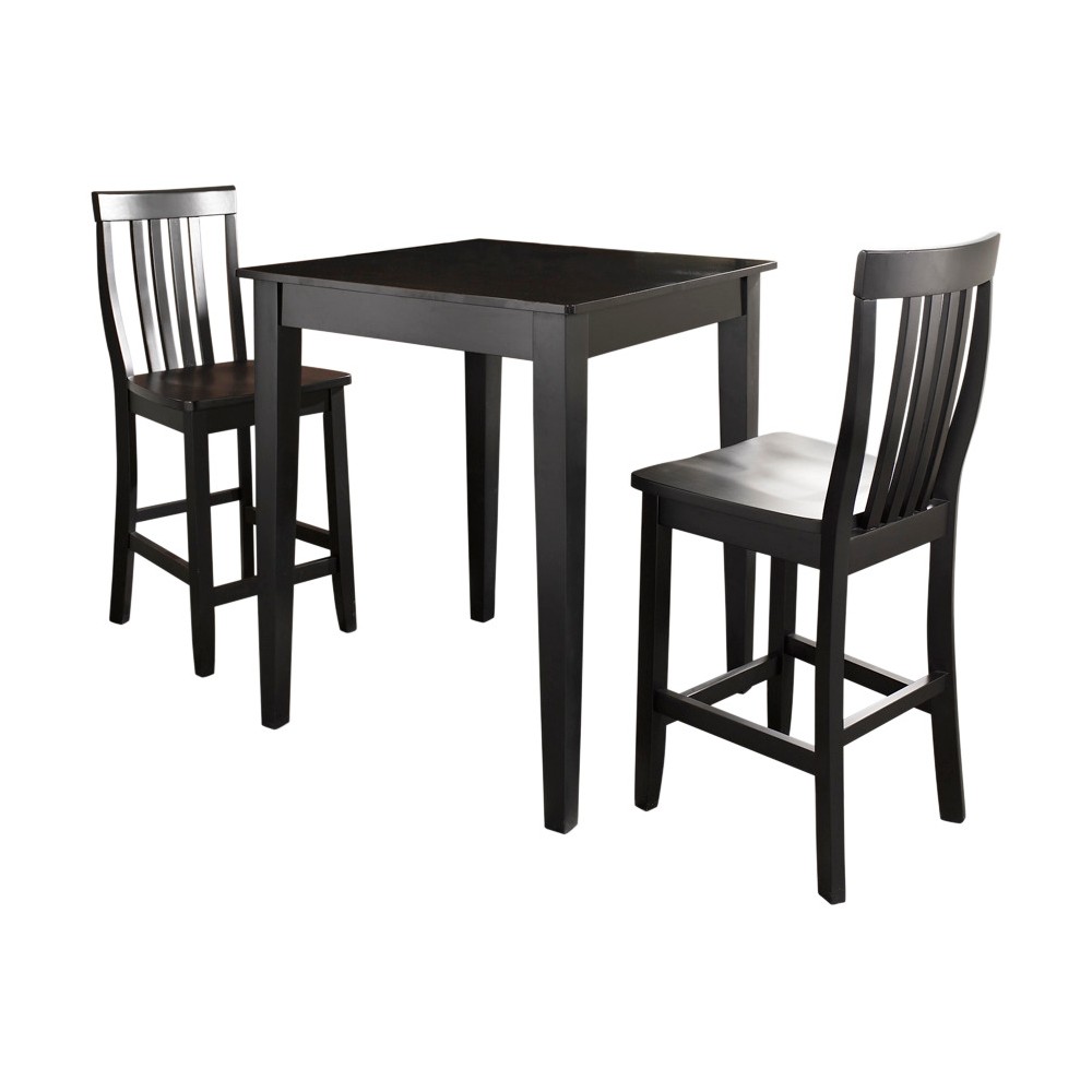 Photos - Dining Table Crosley 3pc Pub Dining Set with Tapered Leg and School House Stools Black Finish  