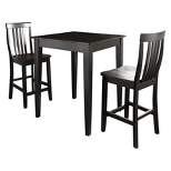 3pc Pub Dining Set with Tapered Leg and School House Stools Black Finish - Crosley