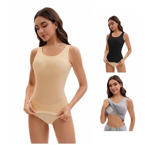 INSPIRE CHIC Women's 3 Pcs Wide Strap Built-In Padded Bras Casual Tank Camisoles - 1 of 4