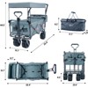 VisioGear Collapsible Wagon with Removable Canopy, Folding Wagon Cart with Cooler Bag, for Camping Beach Shopping, Gray, 35"*20"*45" - 3 of 4