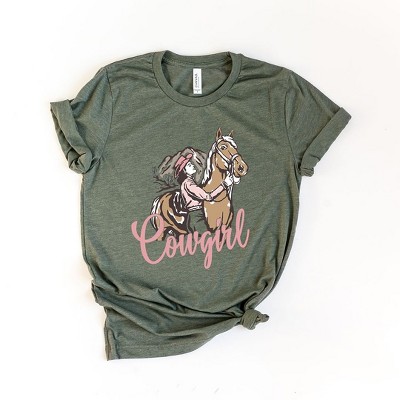 Women's Retro Western Cowgirl Graphic Tee – Short Sleeve, Soft Cotton Blend Top