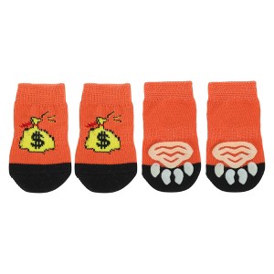 Unique Bargains Dog Cats Non-Slip Socks Purse Pattern Paw Protection and Traction Orange 4 Pcs - 1 of 4