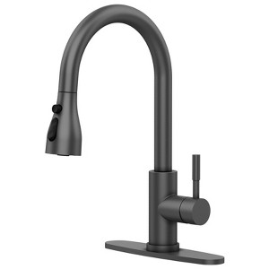 Whizmax Kitchen Faucet with Pull-Down Sprayer, Brushed Nickel, 3 Modes Stainless Steel, High Arc Brushed Nickel for Kitchen Matte Black - 1 of 4