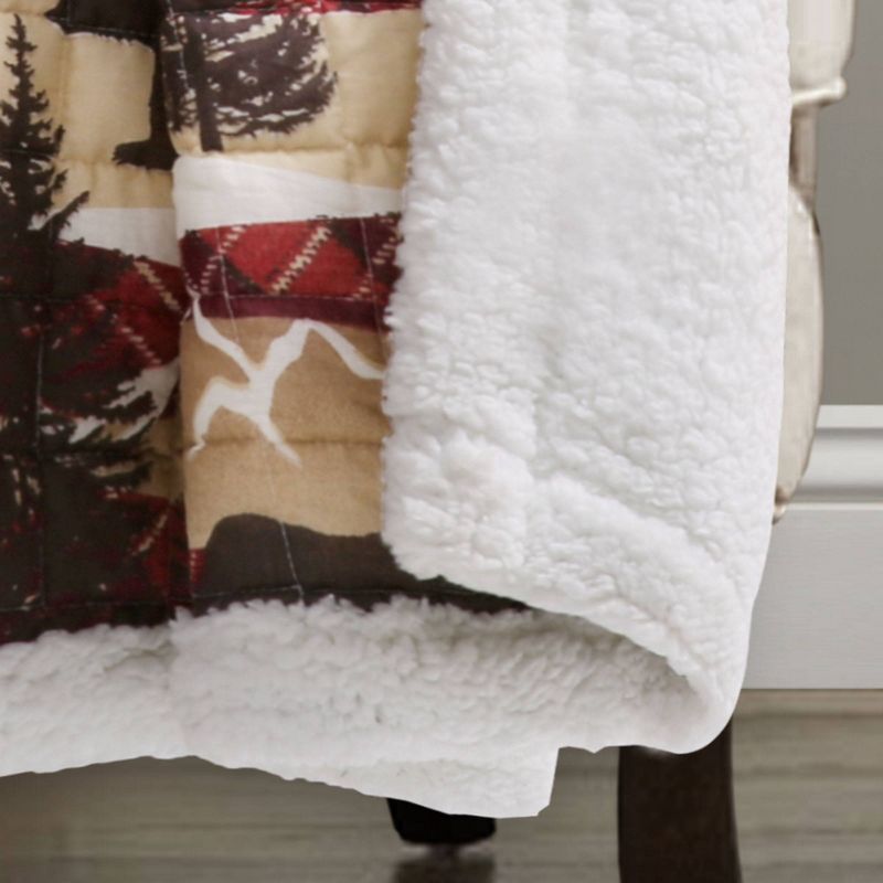 Lush D&#233;cor 50&#34;x60&#34; Holiday Lodge Faux Shearling Throw Blanket Red/Brown, 3 of 8