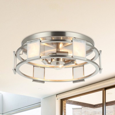 Parrot Uncle 15" Modern Silver 3-Light Flush Mount Ceiling Light
