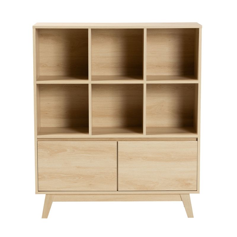 Baxton Studio Danina Japandi Oak Brown Finished Wood Bookshelf, 4 of 11