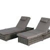 Outdoor Patio Lounge Chairs Set of 2,Adjustable Back Tanning Recliner Lounge with Cushions,Poolside Chaise Lounge with Storage-Coolbibila - 4 of 4