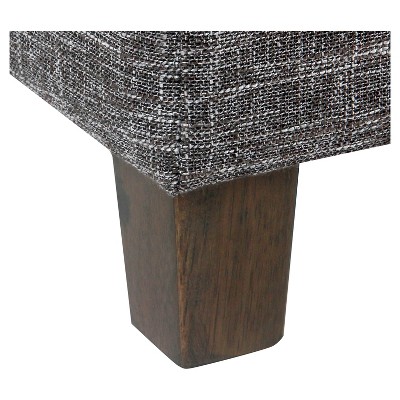 Classic Square Tufted Storage Ottoman with Wood Legs - Gray