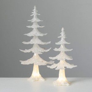 17.5"H and 12.75"H Sullivans Pearlescent Lighted Tree - Set of 2, White - 1 of 4