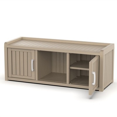 CAVINAS Shoe Cabinet, Storage Bench with Doors for Entryway & Hall