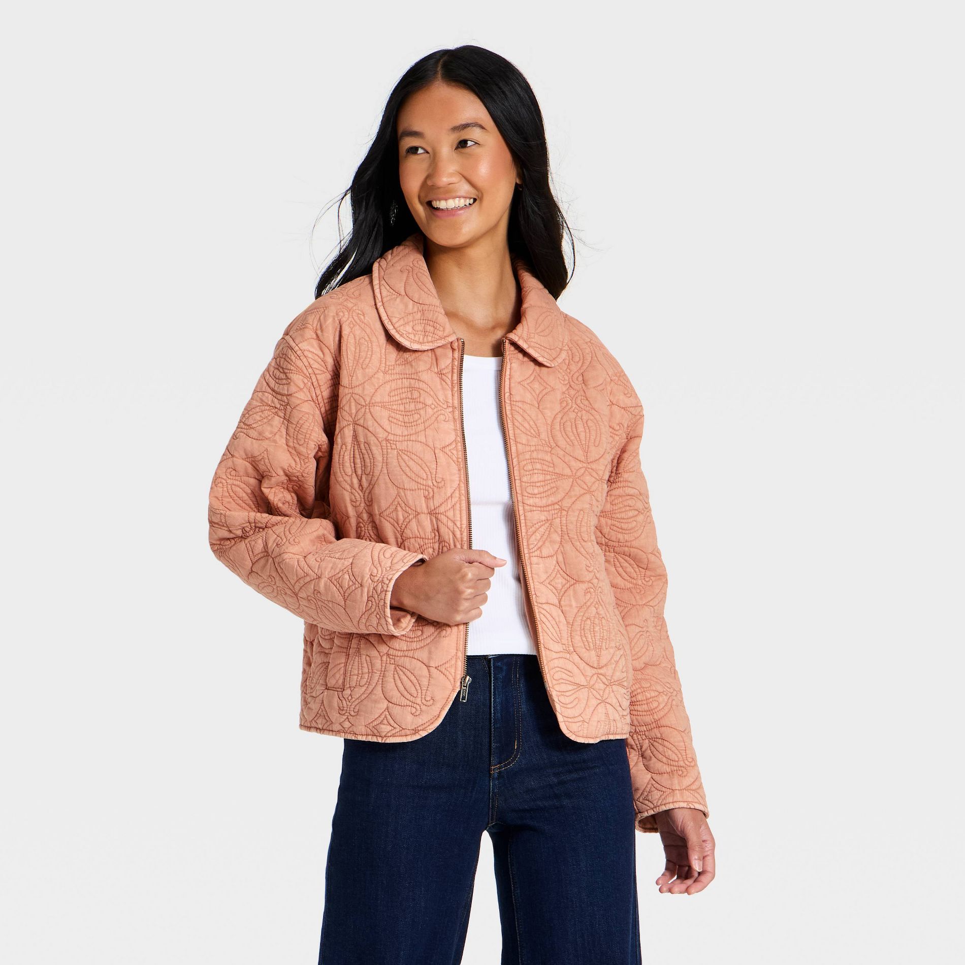Women's Quilted Jacket - Universal Thread™ Clay Pink XL