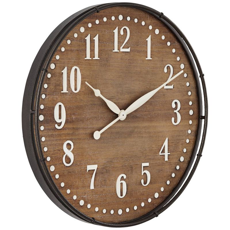 River Parks Studio Sweetwater 23 3/4" Round Matte Wood Grain Brown Wall Clock, 5 of 8