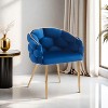 Ridstar Upholstered Handmade Velvet Accent Chair & Armchair With Gold Legs For Reading, Living Room-Blue - 3 of 4