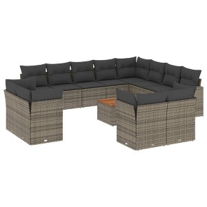 vidaXL 13 Piece Patio Sofa Set with Cushions - Gray - 1 of 4