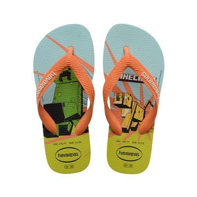 Havaianas Kids Top Minecraft Flip Flop Sandals - White/coral, 10 ...