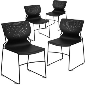 Flash Furniture 4 Pack HERCULES Series 661 lb. Capacity Black Full Back Stack Chair with Black Powder Coated Frame - 1 of 1
