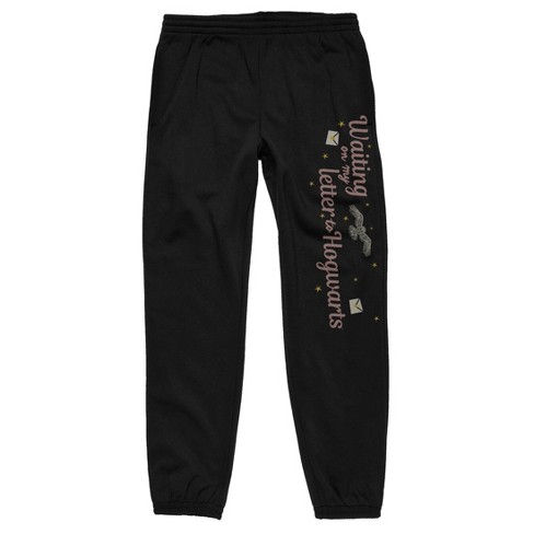 Unisex Harry Potter Waiting On My Letter Hogwarts Black Sweatpants-XS