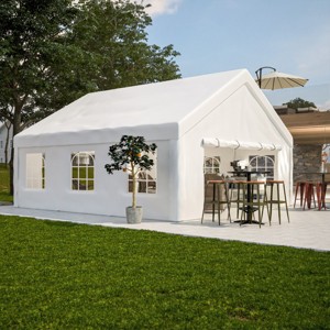 White Heavy Duty Party Tent, Large Outdoor Wedding Tents Event Canopy with Removable Sidewalls and 2 Storage Bags – Cuddlewood - 1 of 4