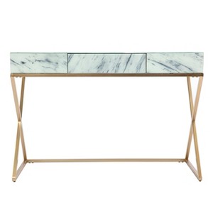 Kamblemore Faux Marble Writing Desk with Storage - White - SEI - 1 of 4