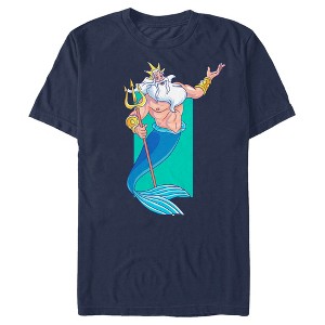 Men's The Little Mermaid King Triton Portrait  T-Shirt - Navy Blue - Small - 1 of 4