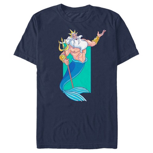 Men's The Little Mermaid King Triton Portrait  T-Shirt - Navy Blue - Large - image 1 of 4