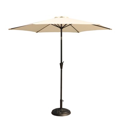 Anybear 8.8 Ft Outdoor Aluminum Patio Umbrella with 33 pounds Round Resin Umbrella Base, Push Button Tilt and Crank lift