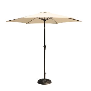 Anybear 8.8 Ft Outdoor Aluminum Patio Umbrella with 33 pounds Round Resin Umbrella Base, Push Button Tilt and Crank lift - 1 of 4