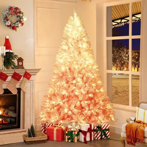 Prelit Christmas Tree with Lights, Snow Flocked Artificial Christmas Tree, Foldable Base, Xmas Decor for Home Party Office Mall Holiday - 1 of 4